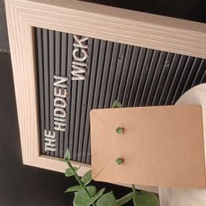 Green stone stud earrings